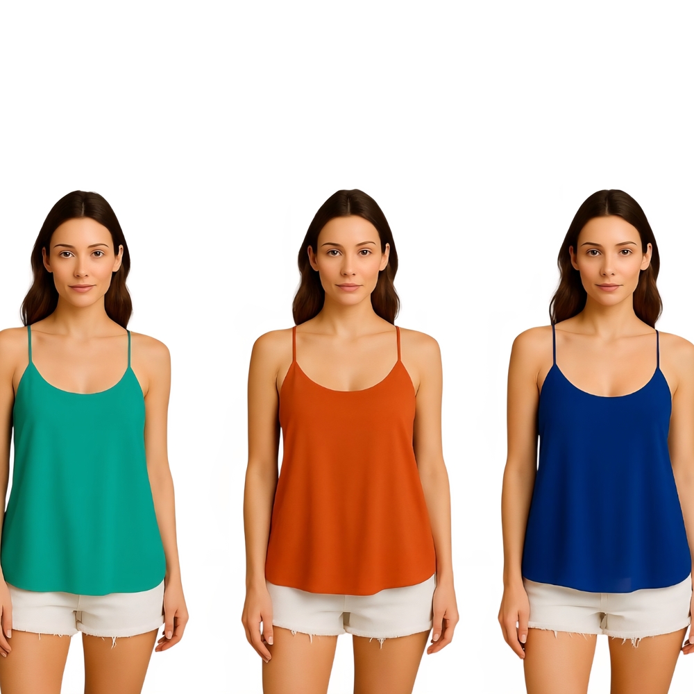 Naked Zebra Camisoles in Green, Orange, and Blue